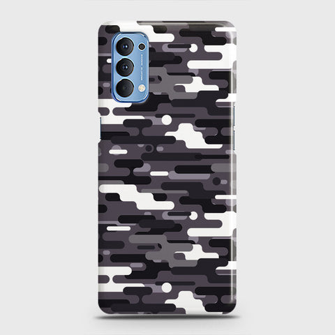 Oppo Reno 4 4G Cover - Camo Series 2 - Black & White Design - Matte Finish - Snap On Hard Case with LifeTime Colors Guarantee