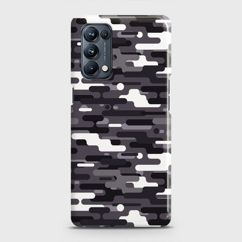 Oppo Reno 5 4G Cover - Camo Series 2 - Black & White Design - Matte Finish - Snap On Hard Case with LifeTime Colors Guarantee