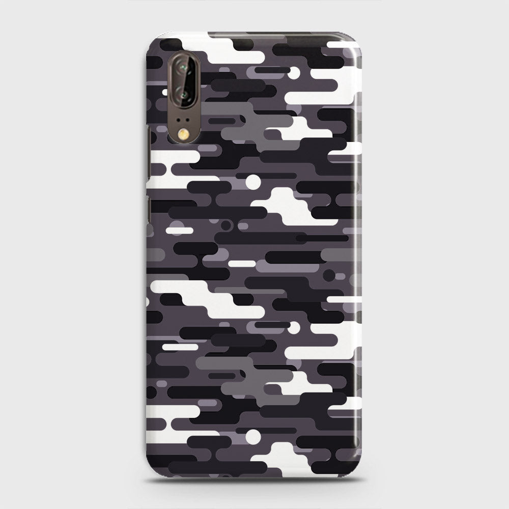 Huawei P20 Cover - Camo Series 2 - Black & White Design - Matte Finish - Snap On Hard Case with LifeTime Colors Guarantee