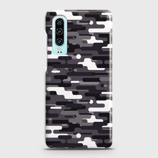 Huawei P30 Cover - Camo Series 2 - Black & White Design - Matte Finish - Snap On Hard Case with LifeTime Colors Guarantee