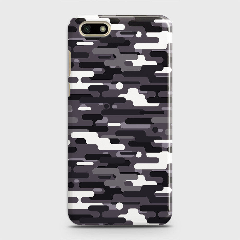 Huawei Y5 Prime 2018 Cover - Camo Series 2 - Black & White Design - Matte Finish - Snap On Hard Case with LifeTime Colors Guarantee