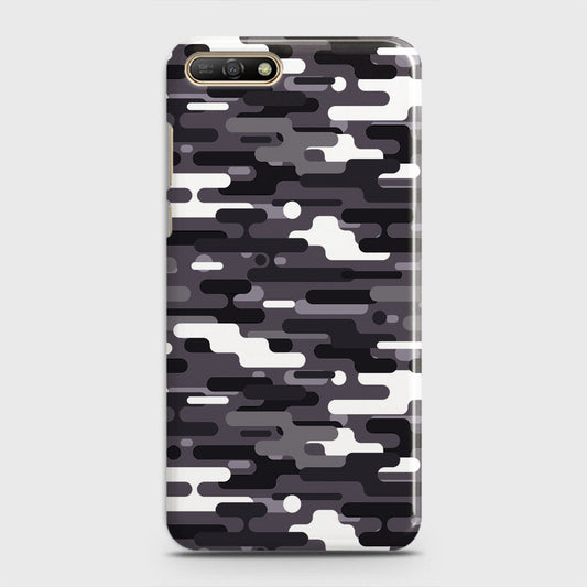 Huawei Y6 2018 Cover - Camo Series 2 - Black & White Design - Matte Finish - Snap On Hard Case with LifeTime Colors Guarantee