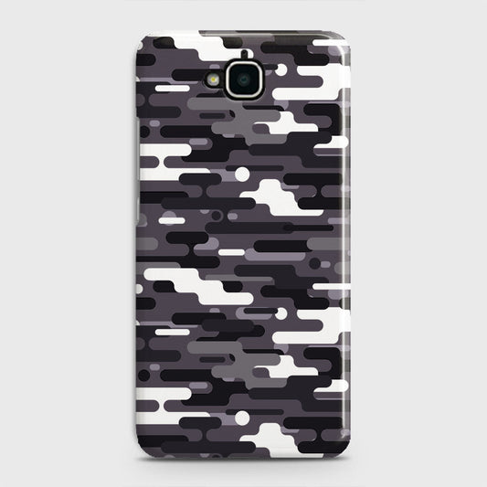 Huawei Y6 Pro 2015 Cover - Camo Series 2 - Black & White Design - Matte Finish - Snap On Hard Case with LifeTime Colors Guarantee