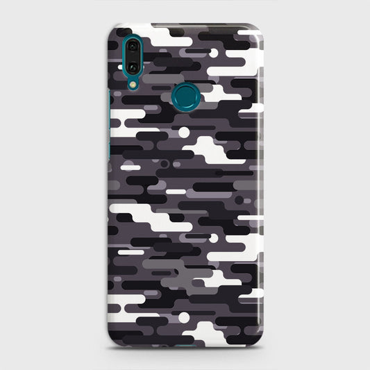 Huawei Y7 2019 Cover - Camo Series 2 - Black & White Design - Matte Finish - Snap On Hard Case with LifeTime Colors Guarantee