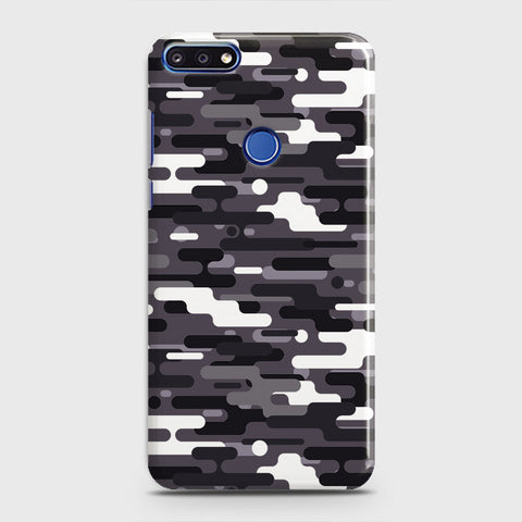 Huawei Honor 7C Cover - Camo Series 2 - Black & White Design - Matte Finish - Snap On Hard Case with LifeTime Colors Guarantee