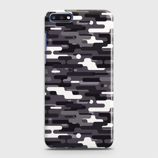 Huawei Y7 Pro 2018 Cover - Camo Series 2 - Black & White Design - Matte Finish - Snap On Hard Case with LifeTime Colors Guarantee