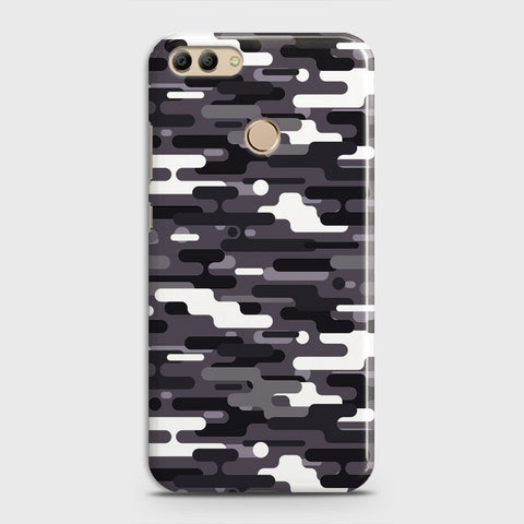 Huawei Y9 2018 Cover - Camo Series 2 - Black & White Design - Matte Finish - Snap On Hard Case with LifeTime Colors Guarantee