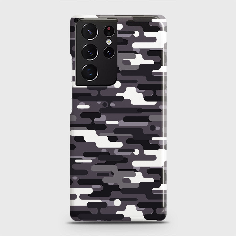 Samsung Galaxy S21 Ultra 5G Cover - Camo Series 2 - Black & White Design - Matte Finish - Snap On Hard Case with LifeTime Colors Guarantee