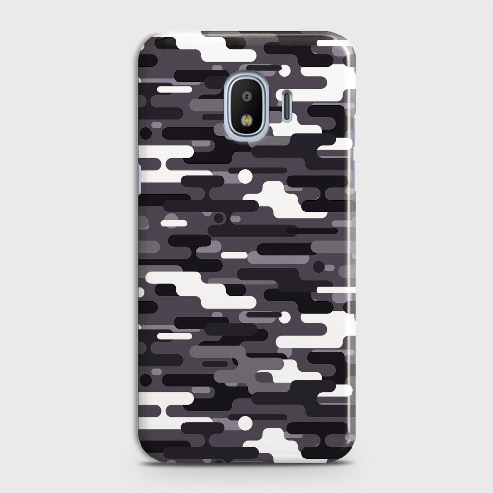 Samsung Galaxy J4 2018 Cover - Camo Series 2 - Black & White Design - Matte Finish - Snap On Hard Case with LifeTime Colors Guarantee