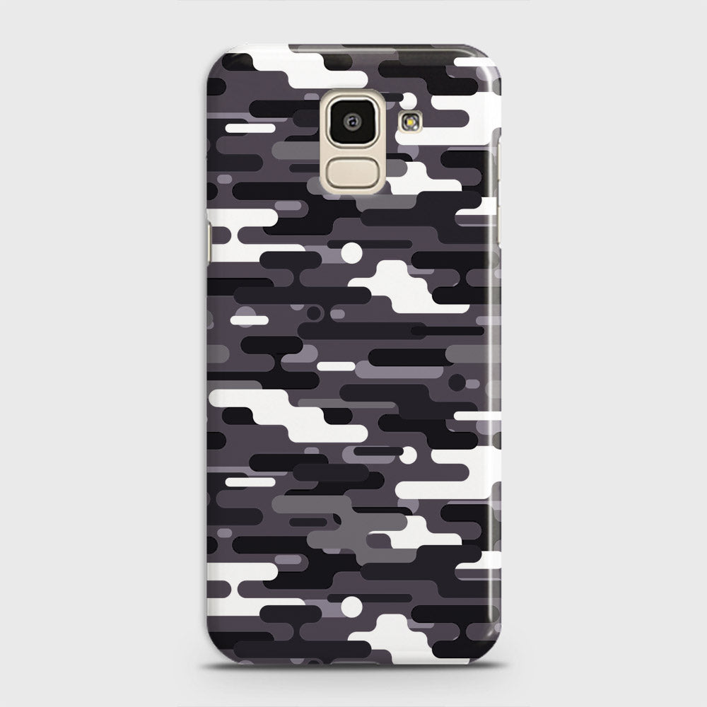 Samsung Galaxy J6 2018 Cover - Camo Series 2 - Black & White Design - Matte Finish - Snap On Hard Case with LifeTime Colors Guarantee