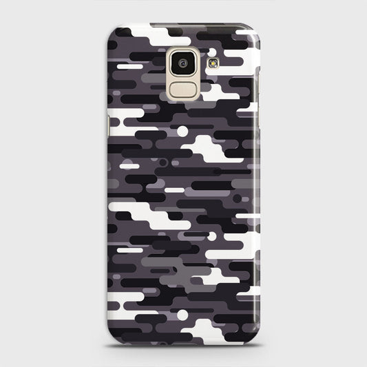 Samsung Galaxy J6 2018 Cover - Camo Series 2 - Black & White Design - Matte Finish - Snap On Hard Case with LifeTime Colors Guarantee