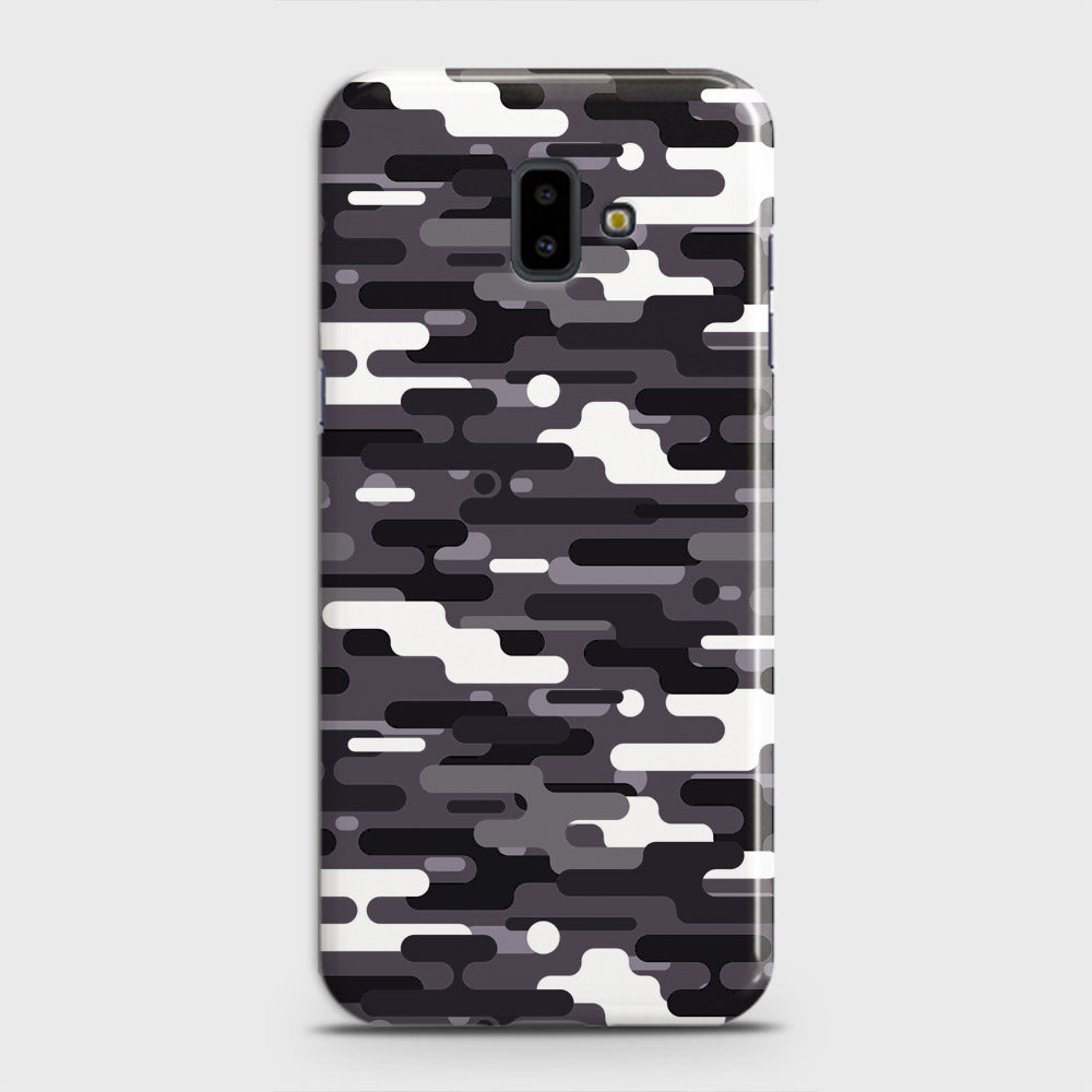 Samsung Galaxy J6 Plus 2018 Cover - Camo Series 2 - Black & White Design - Matte Finish - Snap On Hard Case with LifeTime Colors Guarantee