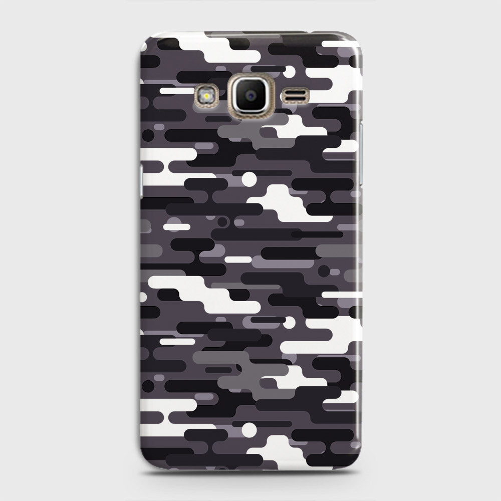 Samsung Galaxy J7 2015 Cover - Camo Series 2 - Black & White Design - Matte Finish - Snap On Hard Case with LifeTime Colors Guarantee