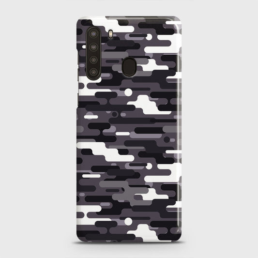 Samsung Galaxy A21 Cover - Camo Series 2 - Black & White Design - Matte Finish - Snap On Hard Case with LifeTime Colors Guarantee