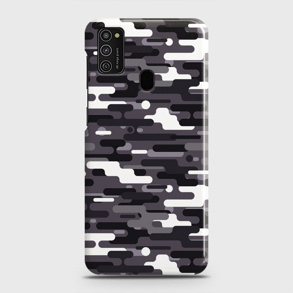 Samsung Galaxy M21 Cover - Camo Series 2 - Black & White Design - Matte Finish - Snap On Hard Case with LifeTime Colors Guarantee