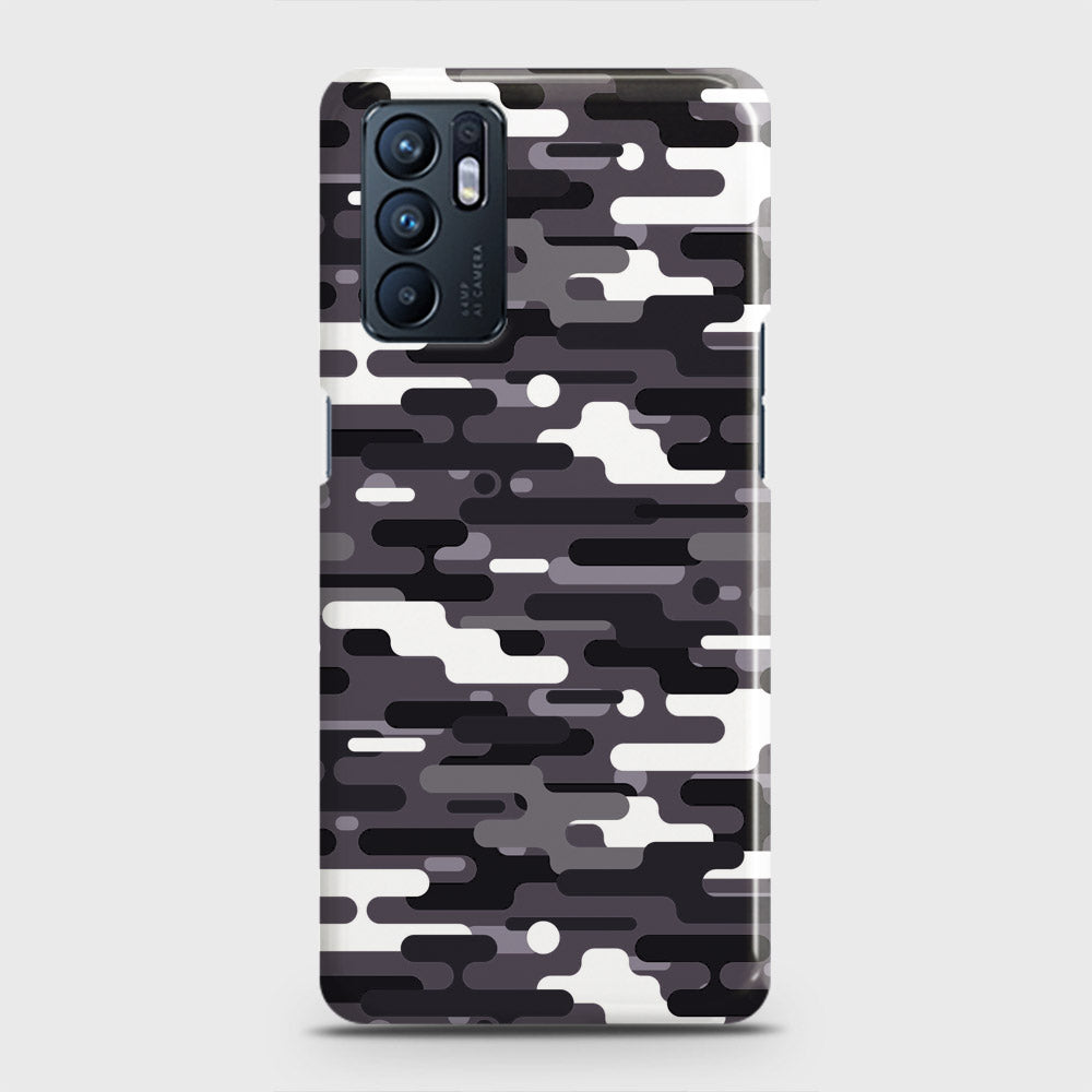 Oppo Reno 6 Cover - Camo Series 2 - Black & White Design - Matte Finish - Snap On Hard Case with LifeTime Colors Guarantee