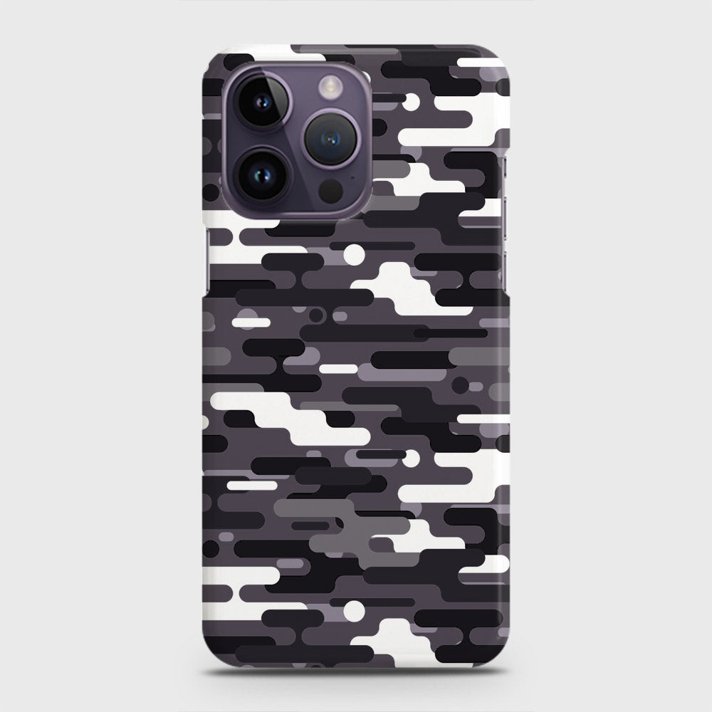iPhone 14 Pro Cover - Camo Series 2 - Black & White Design - Matte Finish - Snap On Hard Case with LifeTime Colors Guarantee