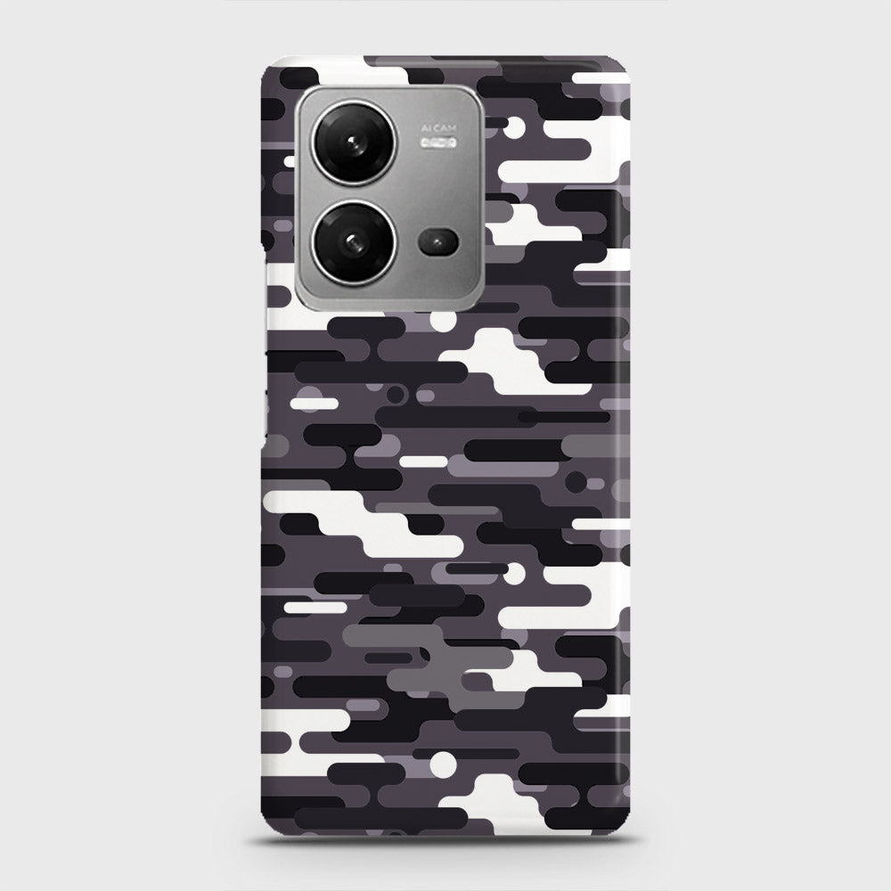 Vivo V25 Cover - Camo Series 2 - Black & White Design - Matte Finish - Snap On Hard Case with LifeTime Colors Guarantee