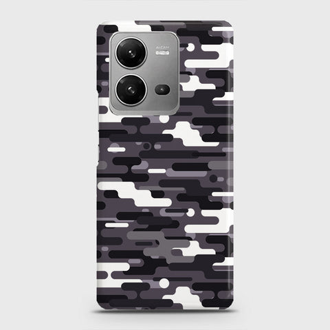 Vivo V25 Cover - Camo Series 2 - Black & White Design - Matte Finish - Snap On Hard Case with LifeTime Colors Guarantee