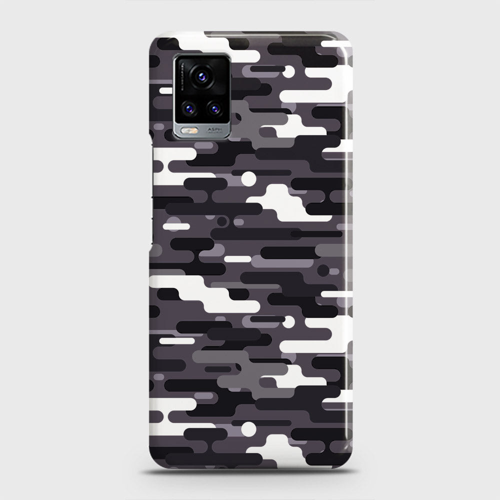 Vivo V20  Cover - Camo Series 2 - Black & White Design - Matte Finish - Snap On Hard Case with LifeTime Colors Guarantee