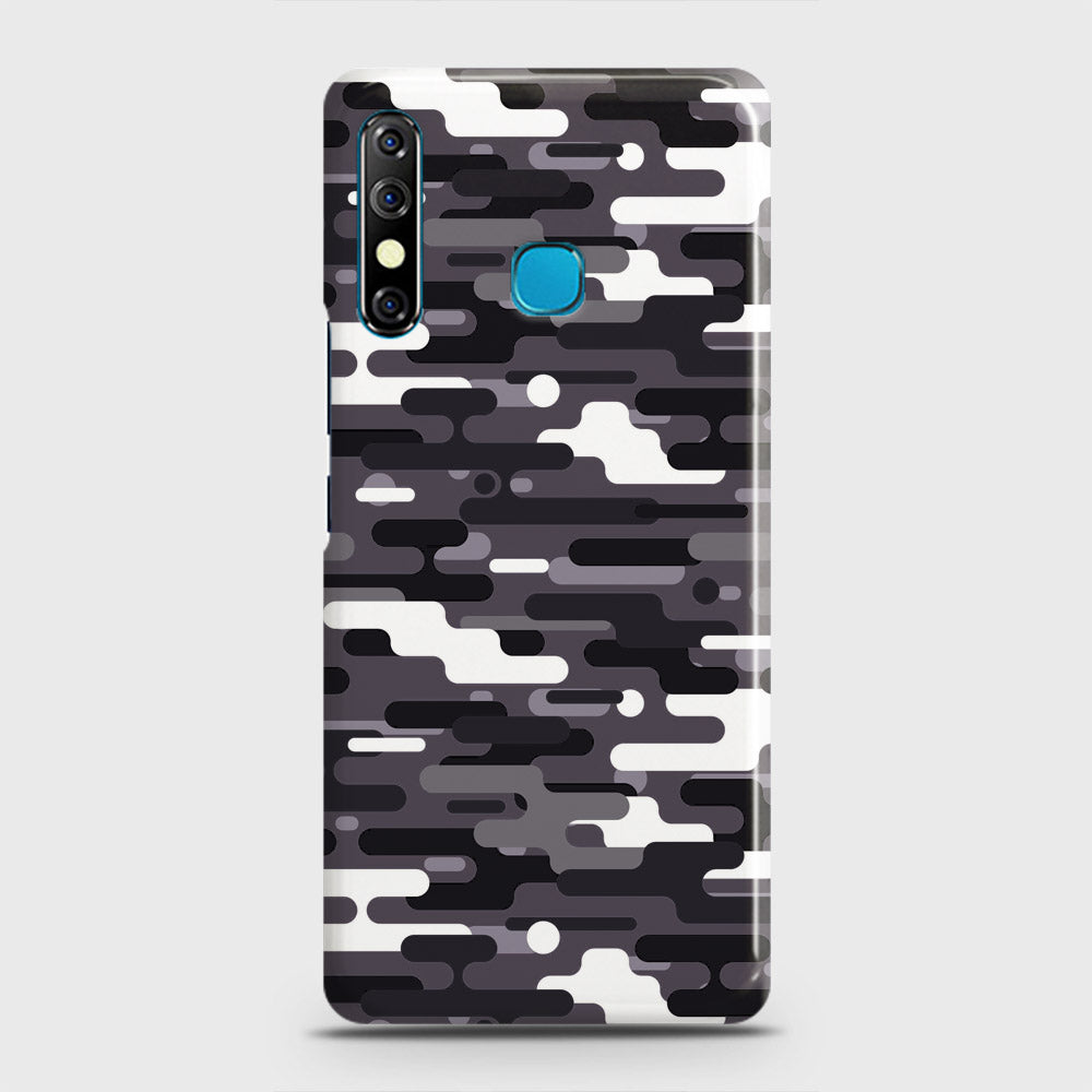 Infinix Hot 8 Cover - Camo Series 2 - Black & White Design - Matte Finish - Snap On Hard Case with LifeTime Colors Guarantee