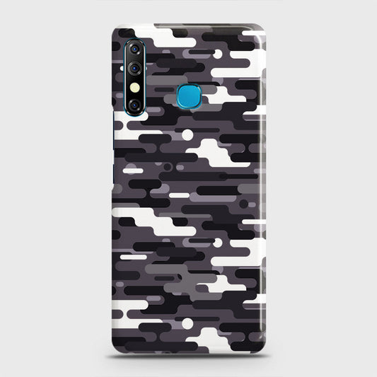 Infinix Hot 8 Cover - Camo Series 2 - Black & White Design - Matte Finish - Snap On Hard Case with LifeTime Colors Guarantee