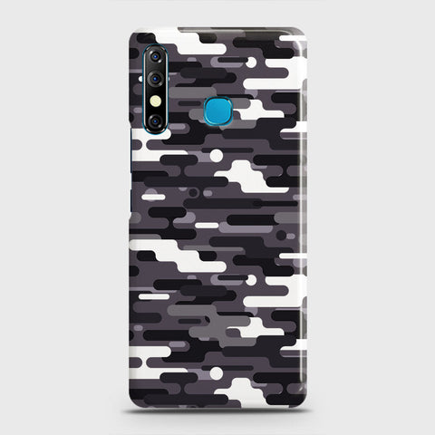 Infinix Hot 8 Cover - Camo Series 2 - Black & White Design - Matte Finish - Snap On Hard Case with LifeTime Colors Guarantee