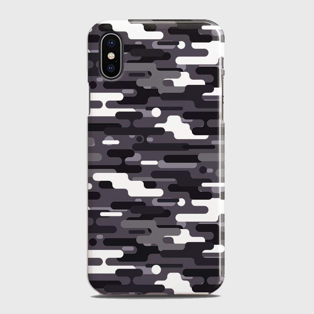 iPhone X Cover - Camo Series 2 - Black & White Design - Matte Finish - Snap On Hard Case with LifeTime Colors Guarantee