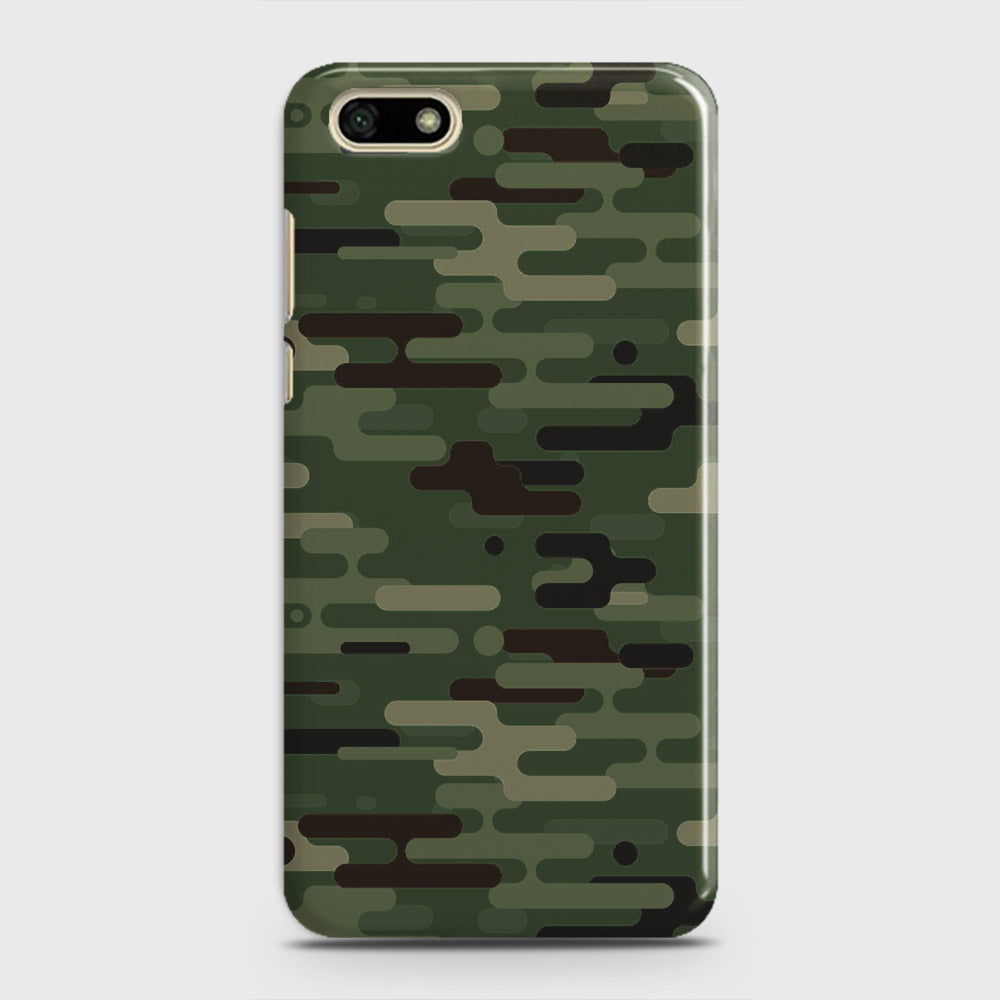 Huawei Y5 Prime 2018 Cover - Camo Series 2 - Light Green Design - Matte Finish - Snap On Hard Case with LifeTime Colors Guarantee