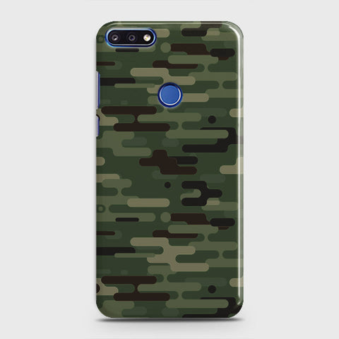 Huawei Y7 Prime 2018 Cover - Camo Series 2 - Light Green Design - Matte Finish - Snap On Hard Case with LifeTime Colors Guarantee