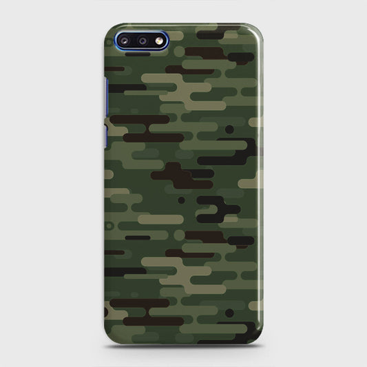 Huawei Y7 Pro 2018 Cover - Camo Series 2 - Light Green Design - Matte Finish - Snap On Hard Case with LifeTime Colors Guarantee