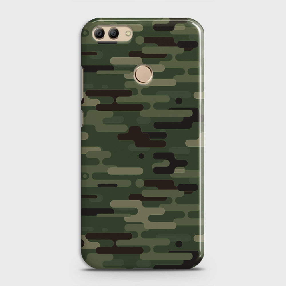 Huawei Y9 2018 Cover - Camo Series 2 - Light Green Design - Matte Finish - Snap On Hard Case with LifeTime Colors Guarantee