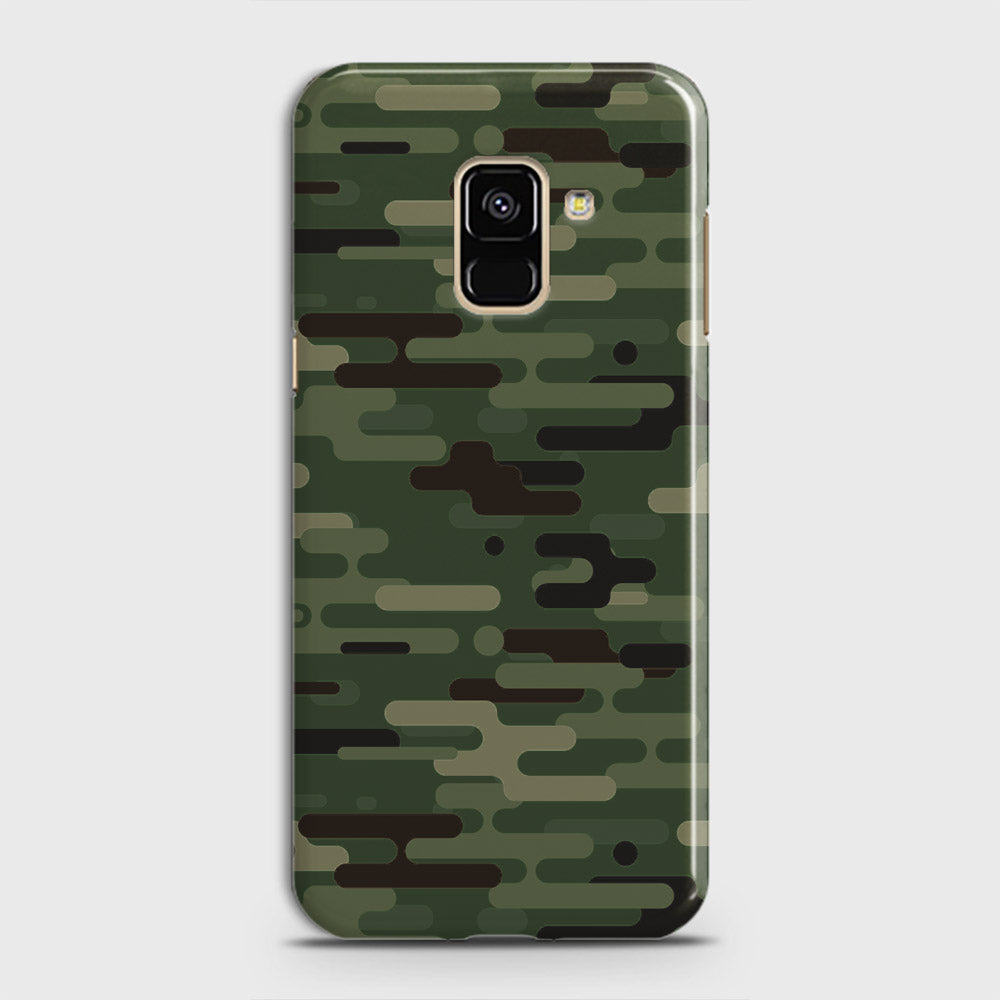 Samsung Galaxy A8 2018 Cover - Camo Series 2 - Light Green Design - Matte Finish - Snap On Hard Case with LifeTime Colors Guarantee