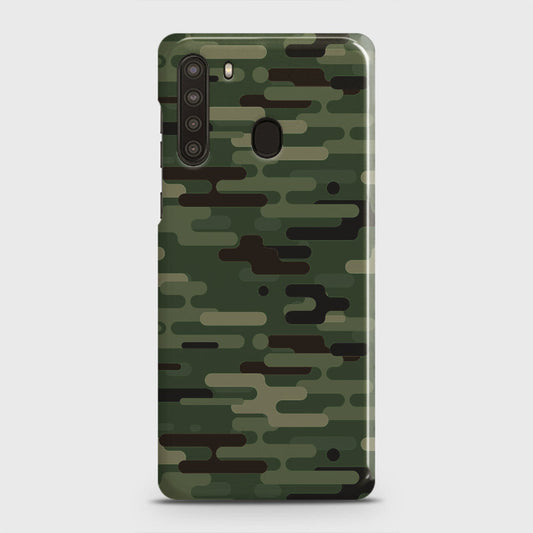 Samsung Galaxy A21 Cover - Camo Series 2 - Light Green Design - Matte Finish - Snap On Hard Case with LifeTime Colors Guarantee