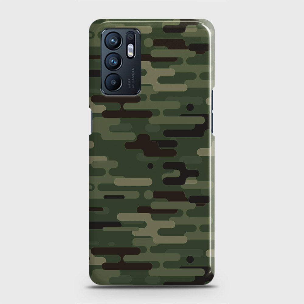 Oppo Reno 6 Cover - Camo Series 2 - Light Green Design - Matte Finish - Snap On Hard Case with LifeTime Colors Guarantee