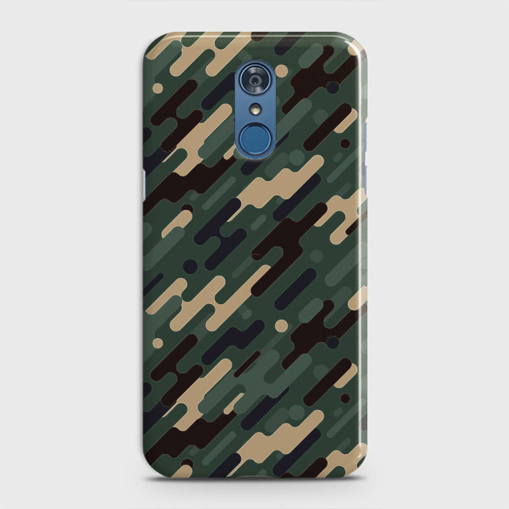 LG Q7 Cover - Camo Series 3 - Light Green Design - Matte Finish - Snap On Hard Case with LifeTime Colors Guarantee