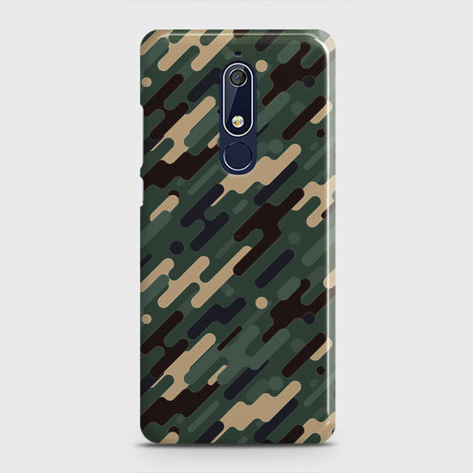 Nokia 5.1 Cover - Camo Series 3 - Light Green Design - Matte Finish - Snap On Hard Case with LifeTime Colors Guarantee