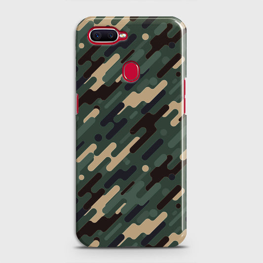 Oppo A7 Cover - Camo Series 3 - Light Green Design - Matte Finish - Snap On Hard Case with LifeTime Colors Guarantee
