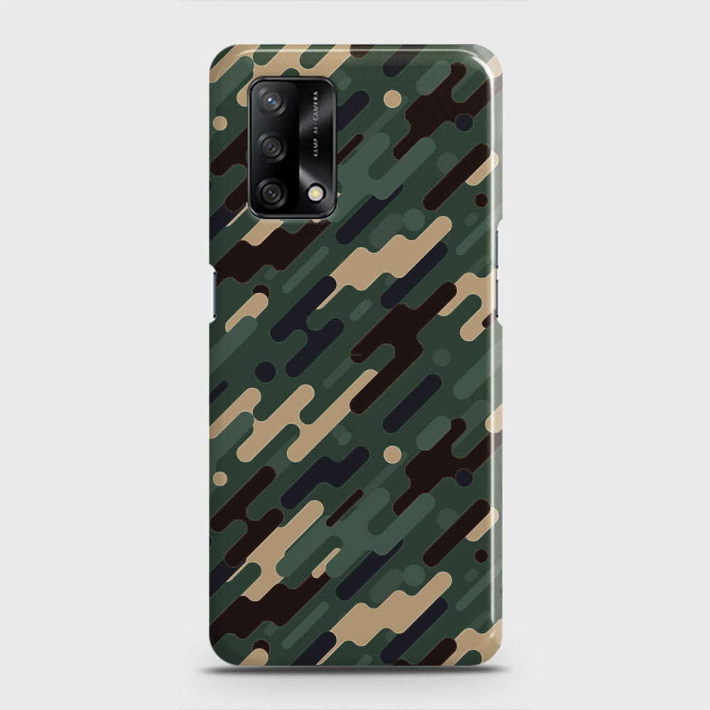 Oppo F19 Cover - Camo Series 3 - Light Green Design - Matte Finish - Snap On Hard Case with LifeTime Colors Guarantee