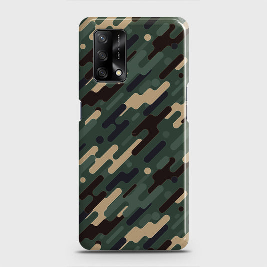 Oppo F19 Cover - Camo Series 3 - Light Green Design - Matte Finish - Snap On Hard Case with LifeTime Colors Guarantee