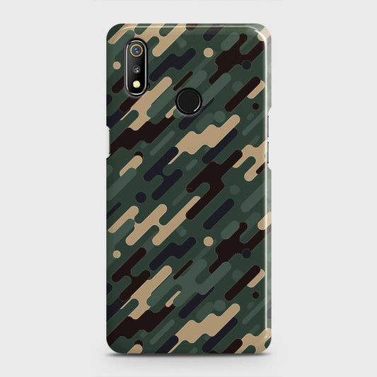 Realme 3 Cover - Camo Series 3 - Light Green Design - Matte Finish - Snap On Hard Case with LifeTime Colors Guarantee