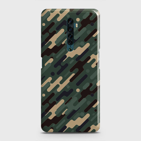 Oppo Reno 2 Cover - Camo Series 3 - Light Green Design - Matte Finish - Snap On Hard Case with LifeTime Colors Guarantee