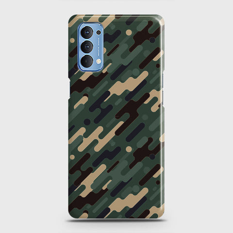 Oppo Reno 4 4G Cover - Camo Series 3 - Light Green Design - Matte Finish - Snap On Hard Case with LifeTime Colors Guarantee