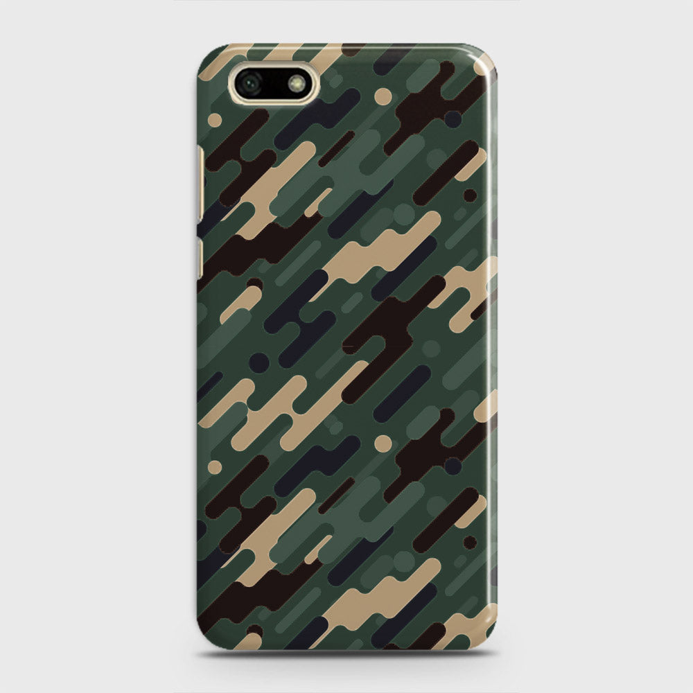Huawei Y5 Prime 2018 Cover - Camo Series 3 - Light Green Design - Matte Finish - Snap On Hard Case with LifeTime Colors Guarantee