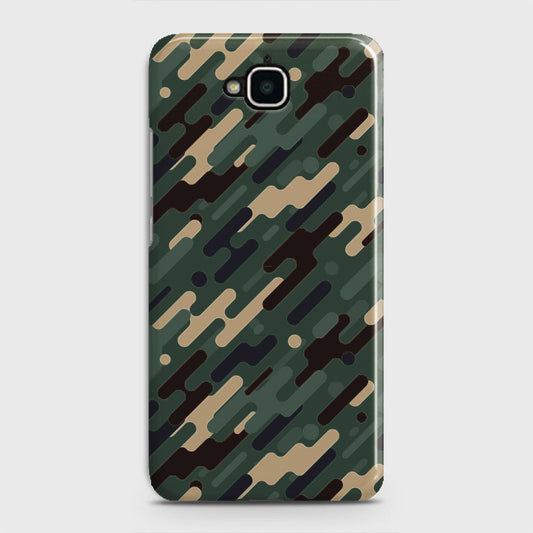 Huawei Y6 Pro 2015 Cover - Camo Series 3 - Light Green Design - Matte Finish - Snap On Hard Case with LifeTime Colors Guarantee