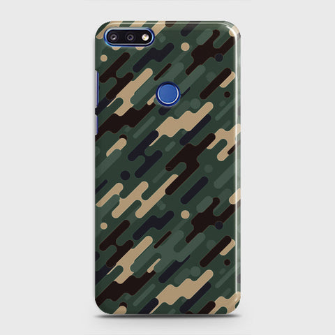 Huawei Y7 Prime 2018 Cover - Camo Series 3 - Light Green Design - Matte Finish - Snap On Hard Case with LifeTime Colors Guarantee