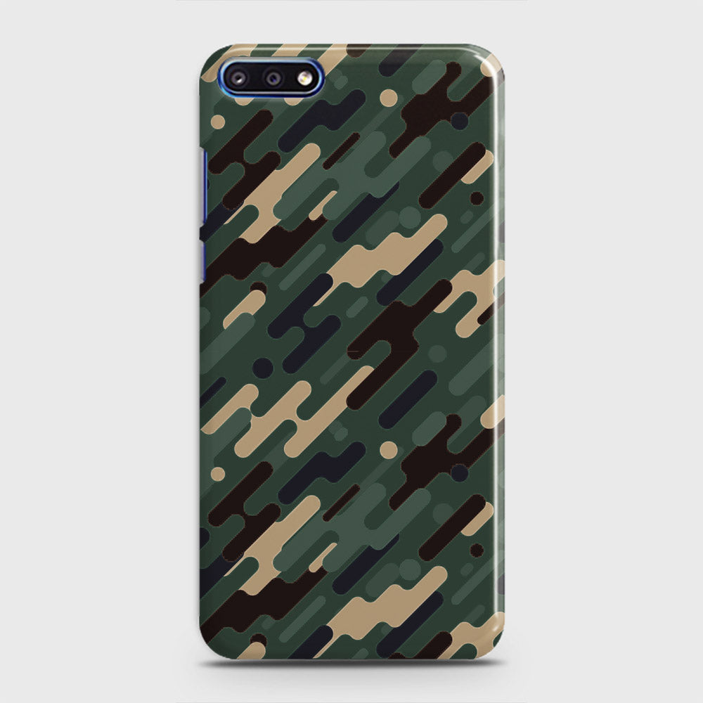 Huawei Y7 Pro 2018 Cover - Camo Series 3 - Light Green Design - Matte Finish - Snap On Hard Case with LifeTime Colors Guarantee