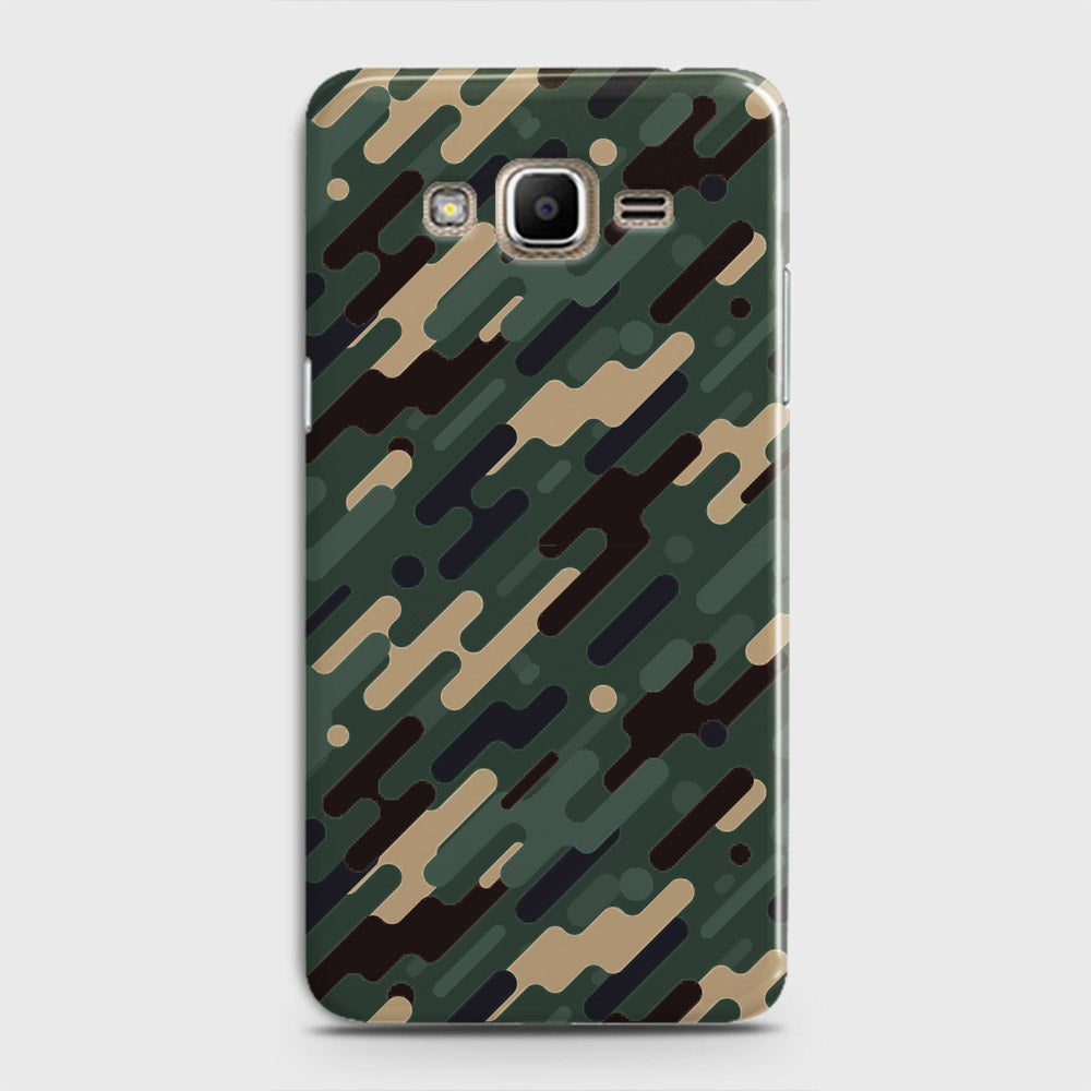 Samsung Galaxy J7 2015 Cover - Camo Series 3 - Light Green Design - Matte Finish - Snap On Hard Case with LifeTime Colors Guarantee