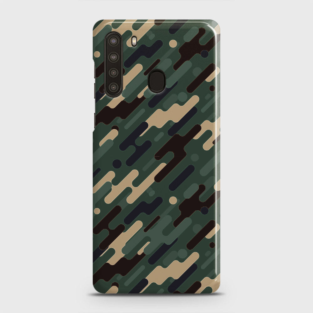 Samsung Galaxy A21 Cover - Camo Series 3 - Light Green Design - Matte Finish - Snap On Hard Case with LifeTime Colors Guarantee