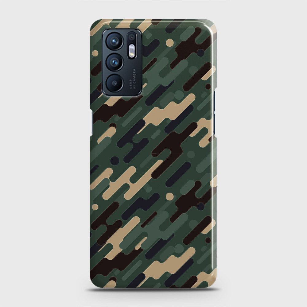 Oppo Reno 6 Cover - Camo Series 3 - Light Green Design - Matte Finish - Snap On Hard Case with LifeTime Colors Guarantee